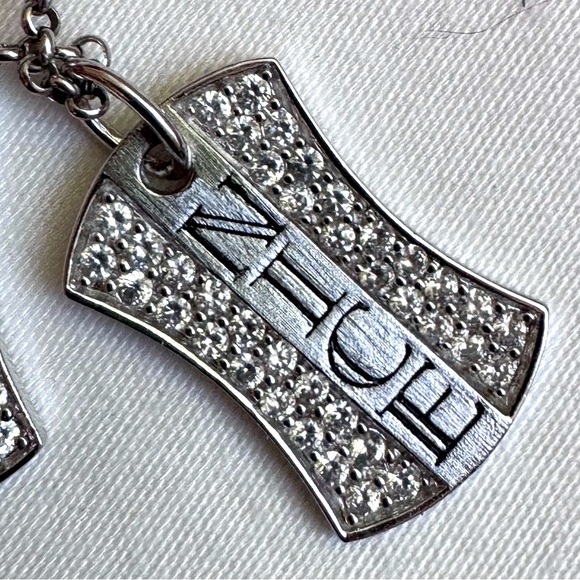 โจ Stunning Edgy .925 Sterling Silver Star Nice Naughty Dog Tag Necklace - Picture 6 of 16